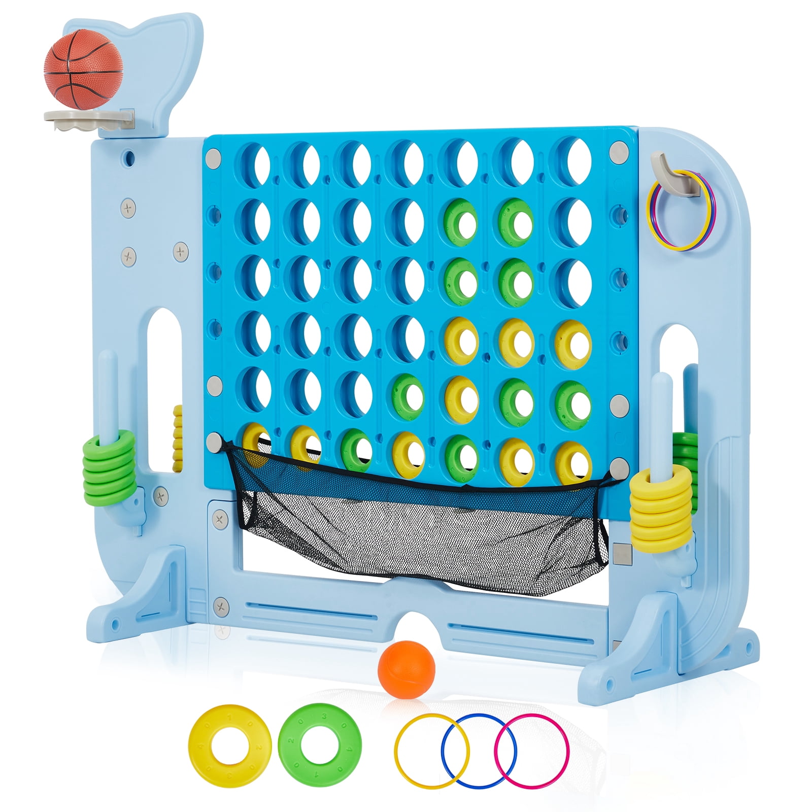Accreate Giant 4 Connect Outdoor Game, Adjustable Height, with Golf/Basketball/Ring Toss​, Quick-Release Slider, for Family Game Night Essential, Outdoor Camping Party Game, Team Building Events