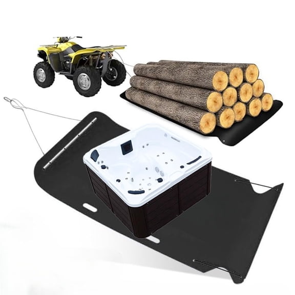 Accreate Heavy Duty 119x279 cm HDPE Yard Drag Sled with Pull Cables and Handles, Multipurpose Tear-Resistant Hauling Mat for Debris, Logs, Hunting & Outdoor Equipment