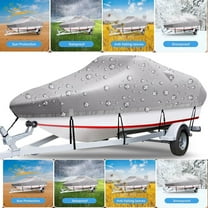 Accreate Heavy Duty Boat Cover – 420D Silver-Coated Waterproof Oxford Cloth for Bass & V-Hull Boats