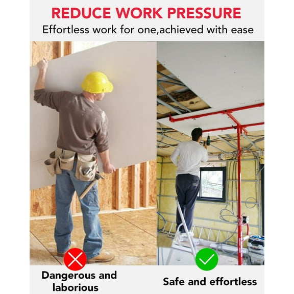 Accreate Heavy Duty Drywall Lift 150 Lb Capacity 16 Ft Commercial Ceiling Panel Hoist with 360 Degree Telescopic Arm and Locking Casters for 4x8 Ft Plasterboard Installation
