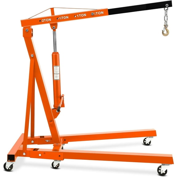 Accreate Heavy Duty Engine Hoist – 2 Ton Hydraulic Car Crane Lifter with 6 Wheels, Orange