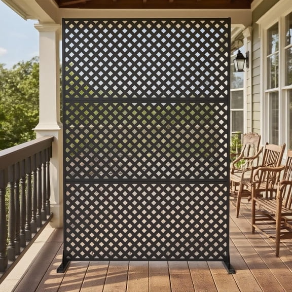Accreate Heavy-Duty Galvanized Steel Privacy Screen – 72" H x 47" W Freestanding Metal Outdoor Fence Panel, Weather-Resistant Decorative Divider & Plant Trellis for Patio, Balcony, Garden, Deck