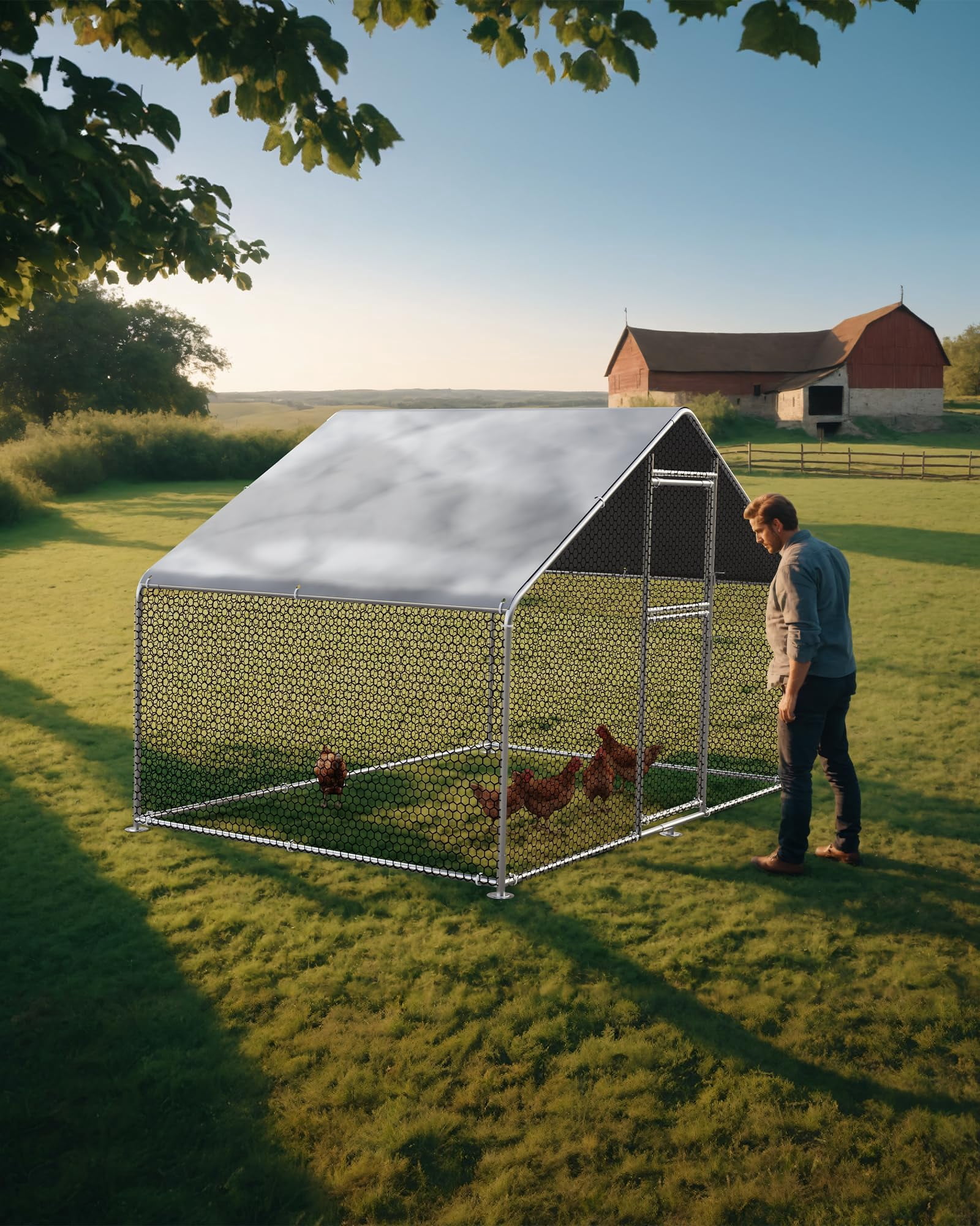 Accreate Heavy Duty Large Metal Chicken Coop for Hens –Walk-in Poultry ...