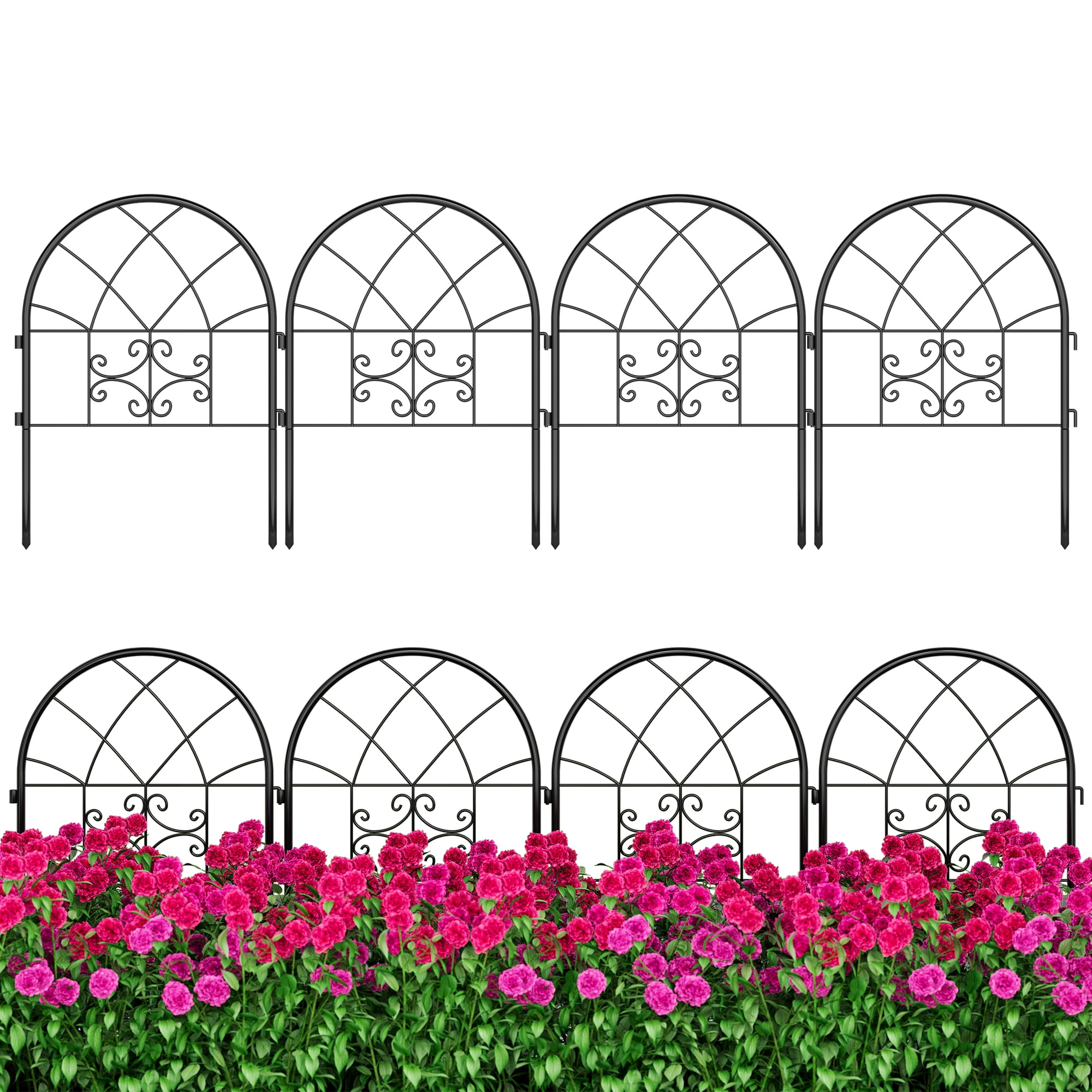 Accreate Heavy-Duty Metal Dog Fence Outdoor, 26in h X20in l No Dig Garden Fence Panels, Rustproof Steel Pet Barrier Fencing, Decorative Edging Border for Flower Beds Yard Patio