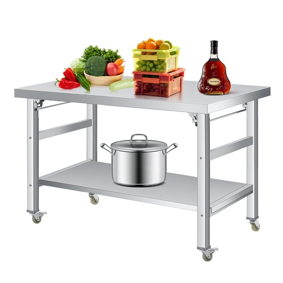 Accreate Heavy Duty Stainless Steel Folding Dining Table – Double-Tier ...