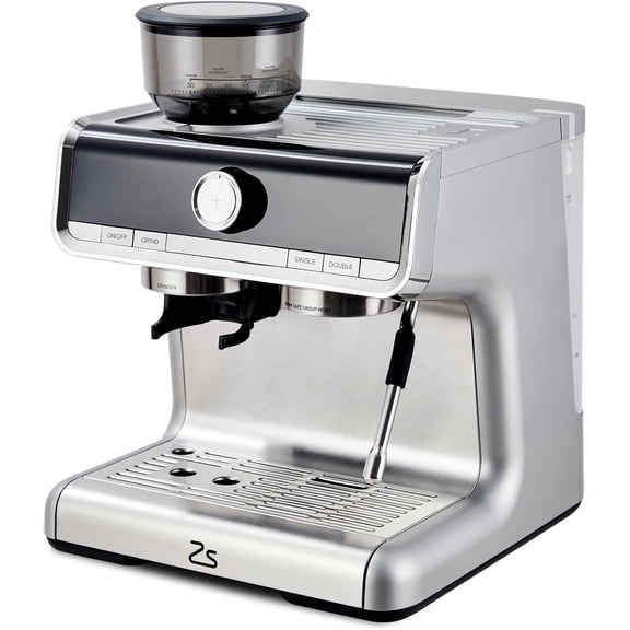 Accreate Home Machine. 20 Bar Pressure. Integrated Grinder. Milk Frother. And 95 Oz Detachable Tank. Stainless Steel Finish