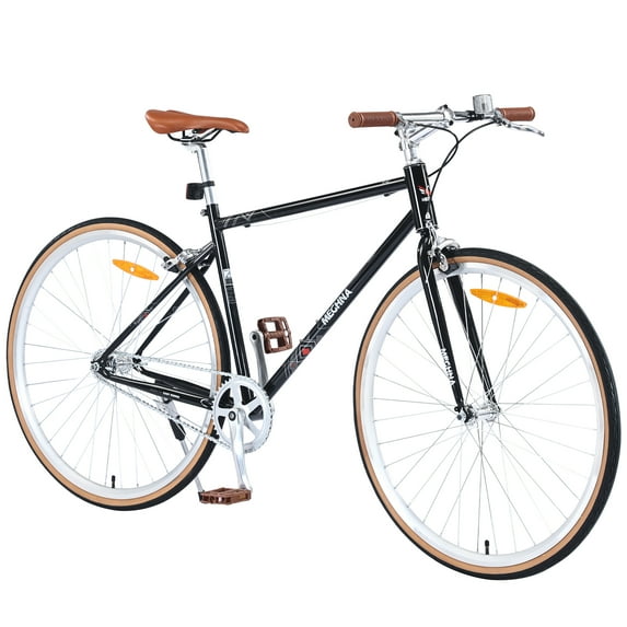Accreate Hybrid Sports Road Bike for Men and Women, Single Speed Retro Style 700C Road Bike, Steel Frame, Double Caliper Brakes, City Commuter Bicycle