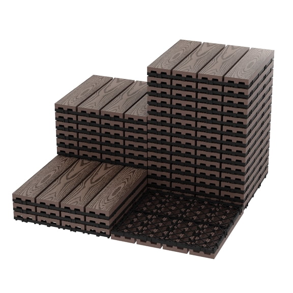 Accreate Interlocking Deck Tile,  Wood Plastic Composite Interlocking Deck Tiles, Waterproof Wood Composite Patio Flooring, Easy Snap-Together Outdoor Tiles for Balcony & Garden
