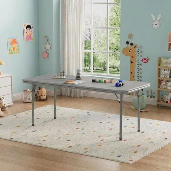 Accreate Kids Folding Activity Table with Thick PU Leather Top, Sturdy Steel Frame, Rounded Corners, and Anti-Slip Feet, Portable No-Assembly Table for Indoor or Outdoor Play