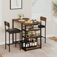 thumbnail image 1 of Accreate Kitchen DiningTable and Upholstered Chairs, Counter Height Bar Table Set with 3 Storage Shelves, 1 of 7