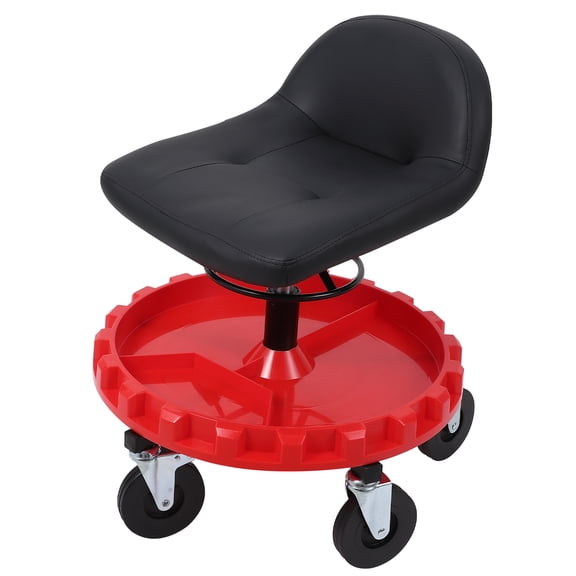 Accreate Long Back Sofa Chair Plastic Round Gear Disc Rolling Garage Stool 300 lbs
