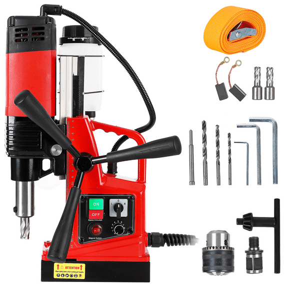 Accreate Magnetic Drill Press - 1300W, 1.57" Boring Diameter, with 11Pcs Drill Bits, Portable Electric Drilling Machine 700RPM