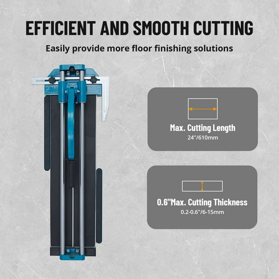 Accreate Manual Tile Cutter - Double Rails Precision, 24 inch Porcelain Ceramic Cutter with Tungsten Carbide Cutting Wheel, Precision Cutting, Anti-Skid Feet, and Removable Scale