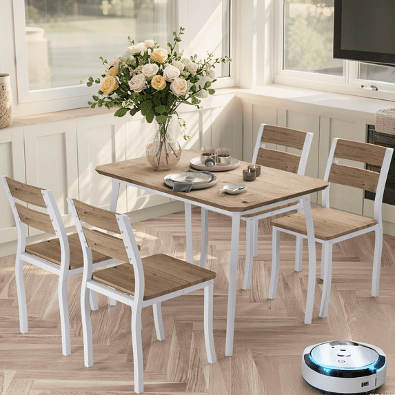 Accreate Modern 5 Piece Dining Set with Padded Chairs, Table & Chair Set for Kitchen Home