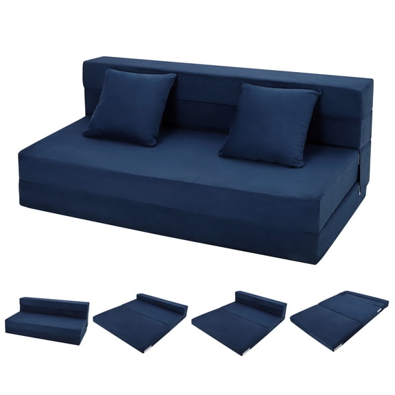 Accreate Modern Foldable Sofa Bed with Pillows, Memory Foam Convertible Futon Floor Couch, Perfect for Guest Room or Office