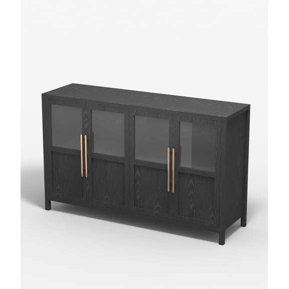 Accreate Modern Sideboard Buffet Cabinet with Glass Doors - Large Rustic Farmhouse Storage Solution for Kitchen and Dining Room - Easy Assembly Wood Cabinet in Natural Finish