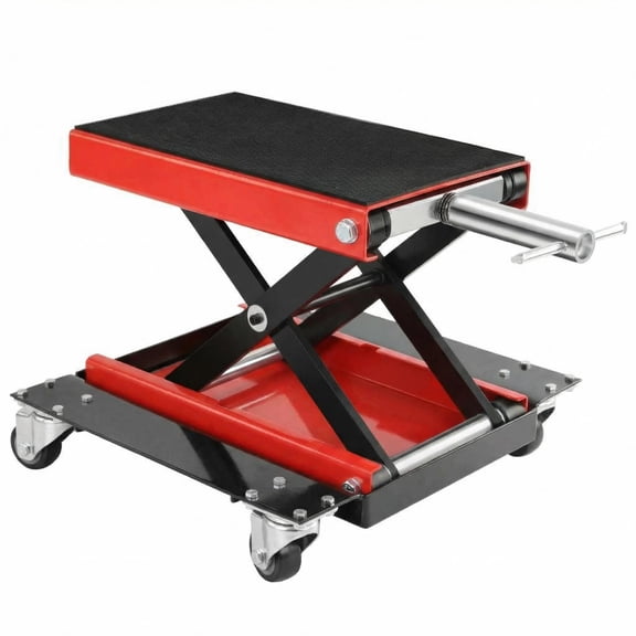 Accreate Motorcycle Lift, 1100LBS Capacity, Height Adjustable Jack with Hand Crank, Safety Lock Pin, Non-Slip Saddle for Garage Maintenance