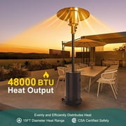 Accreate Outdoor Heater, 48,000 Portable Outdoor Heater With Patio Cover, Propane Outdoor Heater for Patio, Backyard, Balcony With Wheels, Double Stainless Steel Heating, bronze