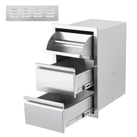 Accreate Outdoor Kitchen Drawers, Flush Mount Triple Access BBQ Drawers with Stainless Steel Handle, BBQ Island Drawers for Outdoor Kitchens or BBQ Island Patio Grill Station