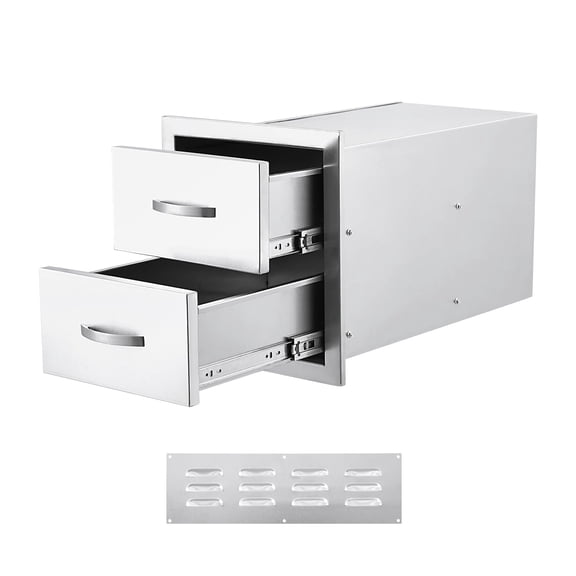 Accreate Outdoor Kitchen Drawers, Flush Mount Triple Access BBQ Drawers with Stainless Steel Handle, BBQ Island Drawers for Outdoor Kitchens or BBQ Island Patio Grill Station