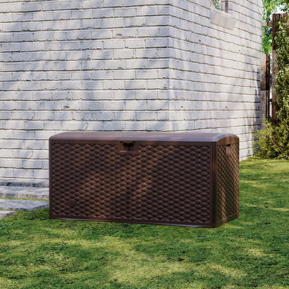 Accreate Outdoor Storage Box 99 Gallon Waterproof Large Resin Deck Box Indoor Outdoor Lockable Storage Container for Patio Furniture Cushions Garden Tools, Pool Garden, 99 Gallon