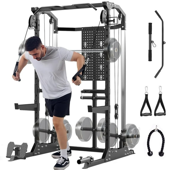 Accreate Power Cage, 2000LB Capacity Multi-Function Power Rack with Dual Independent Pulley System, Workout Cage with Adjustable Cable Crossover System, Squat Rack for Home Gym & Garage Workouts