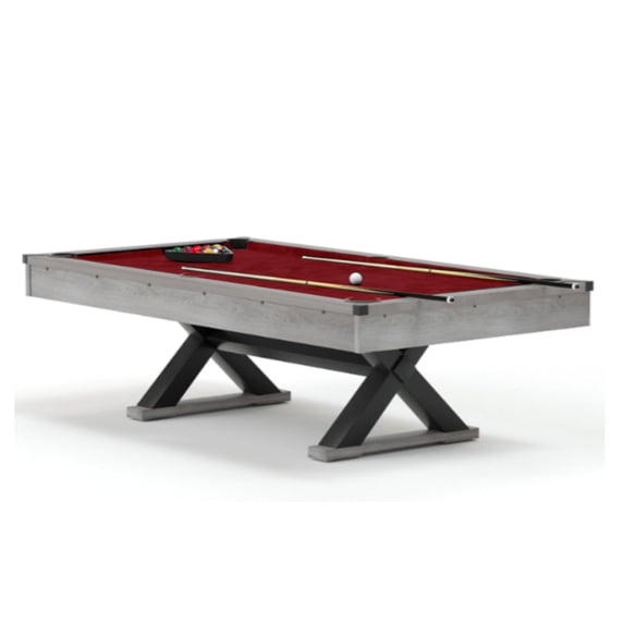 Accreate Premium 7 FT Pool Table with Unique X-Leg Design and Full Accessory Set, Red