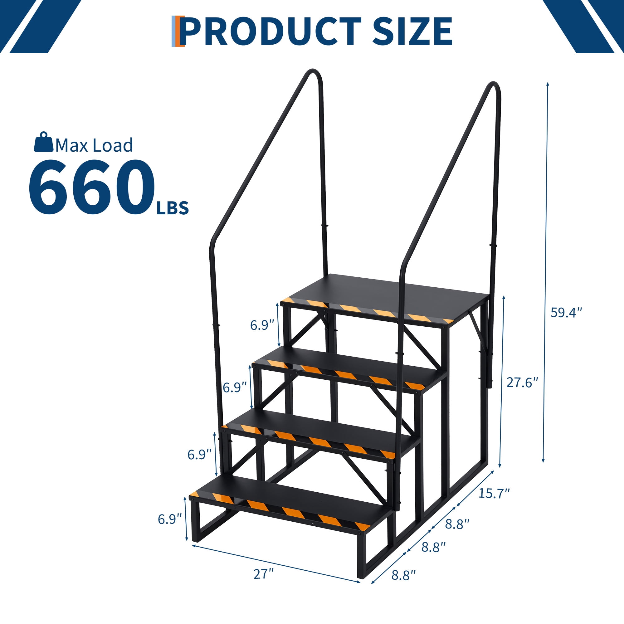 Universal Steps Accreate RV Steps with Handrail, Heavy Duty Stable Universal Stair ...