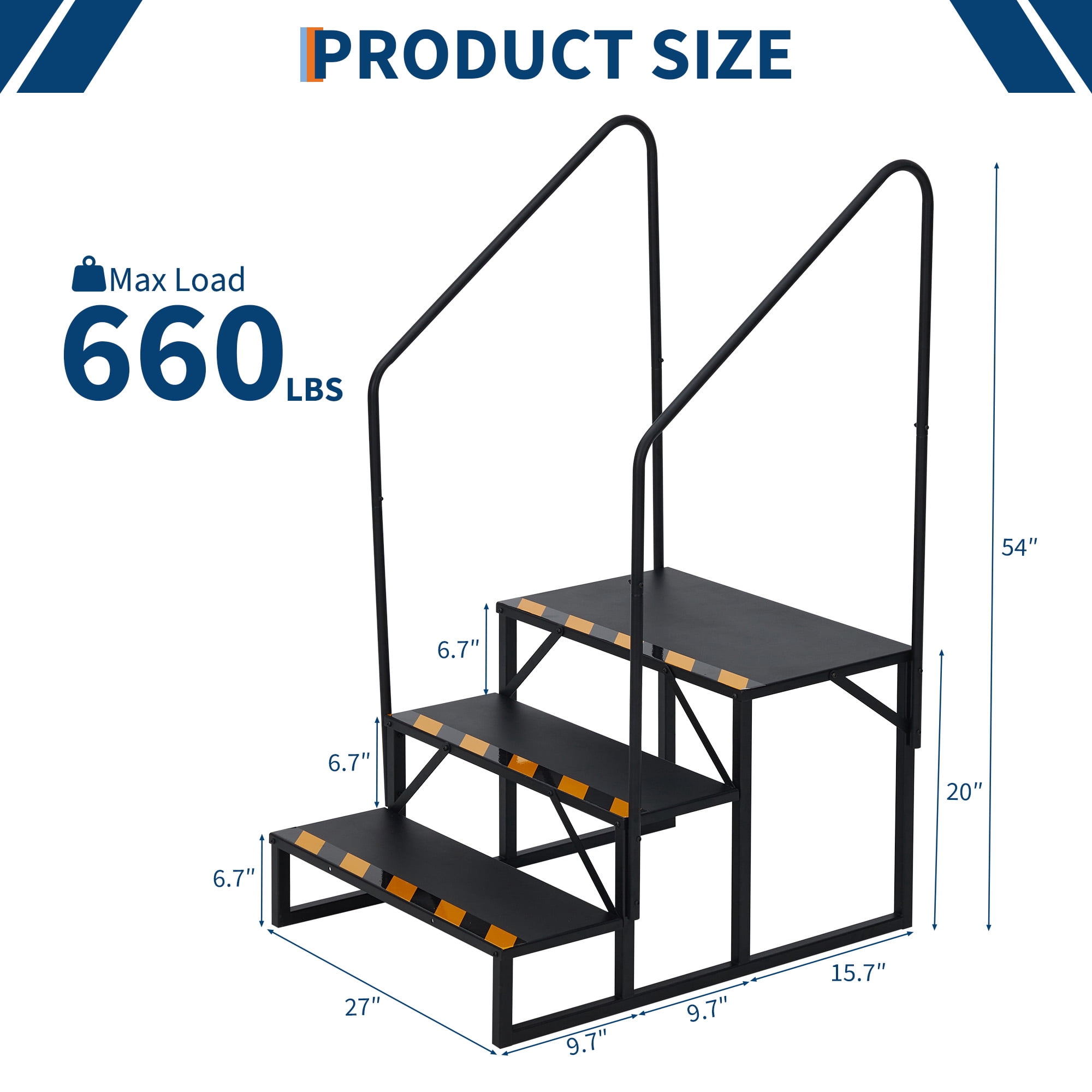Universal Steps Accreate RV Steps with Handrail, Heavy Duty Stable Universal Stair ...
