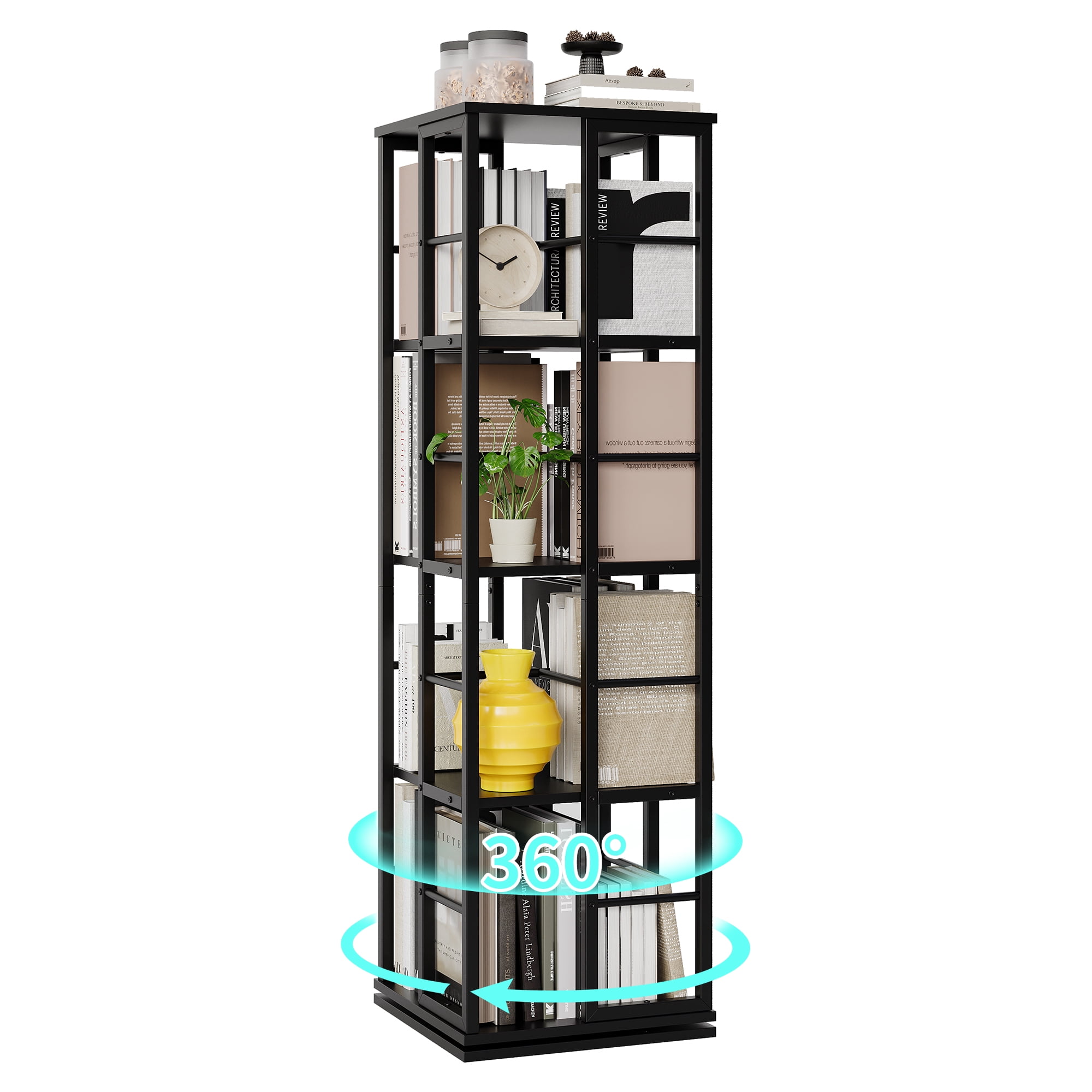 Accreate Rotating Bookshelf, 360 Degree Spinning Tower, Slim Floor ...