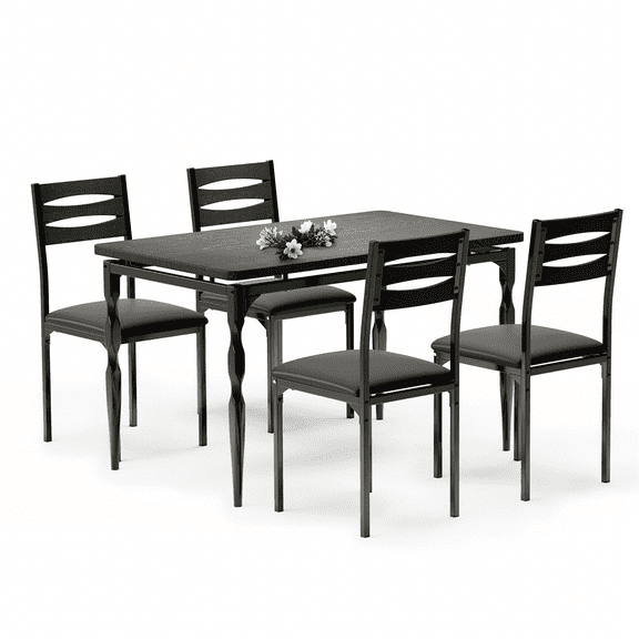 Accreate Rustic Farmhouse Dining Table Set, 4 Chairs & Rectangular Table for Small Spaces