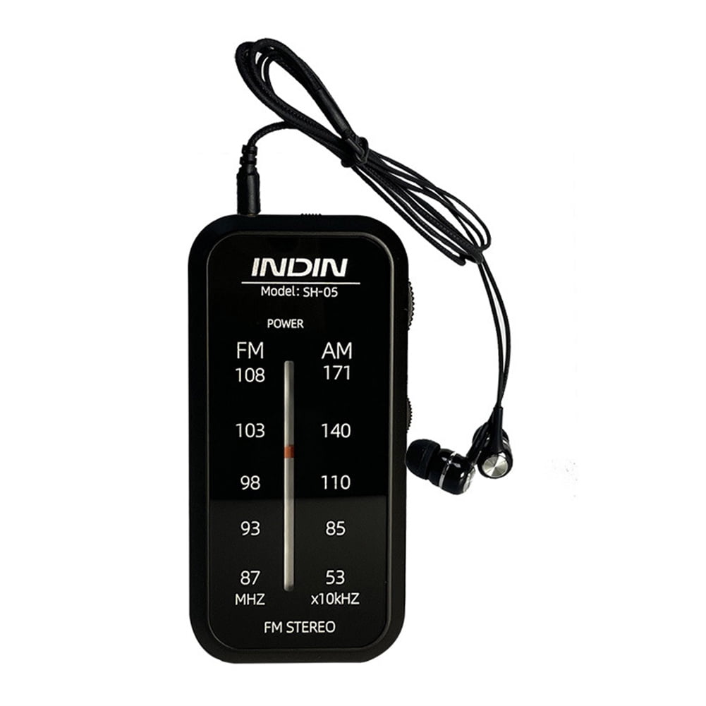 Accreate SH05 AM/FM Battery Powered Portable Pocket Radio with Headphone Jack, Black