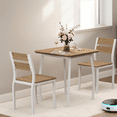thumbnail image 1 of Accreate Space Saving Dining Set for 2, Modern Table and 2 Chairs, Wood Grain & Metal Frame, 1 of 9