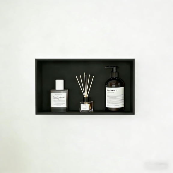 Accreate Stainless Steel Shower Niche, 24" X 12" Recessed Wall Niche, 1Floor Matte Black Recessed Shelf, No Tile Needed Shower