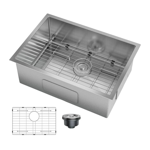 Accreate Stainless Steel Undermount Kitchen Sink Workstation Sink Set with Bottom Grid, Cutting Board, Strainer, Drying Rack