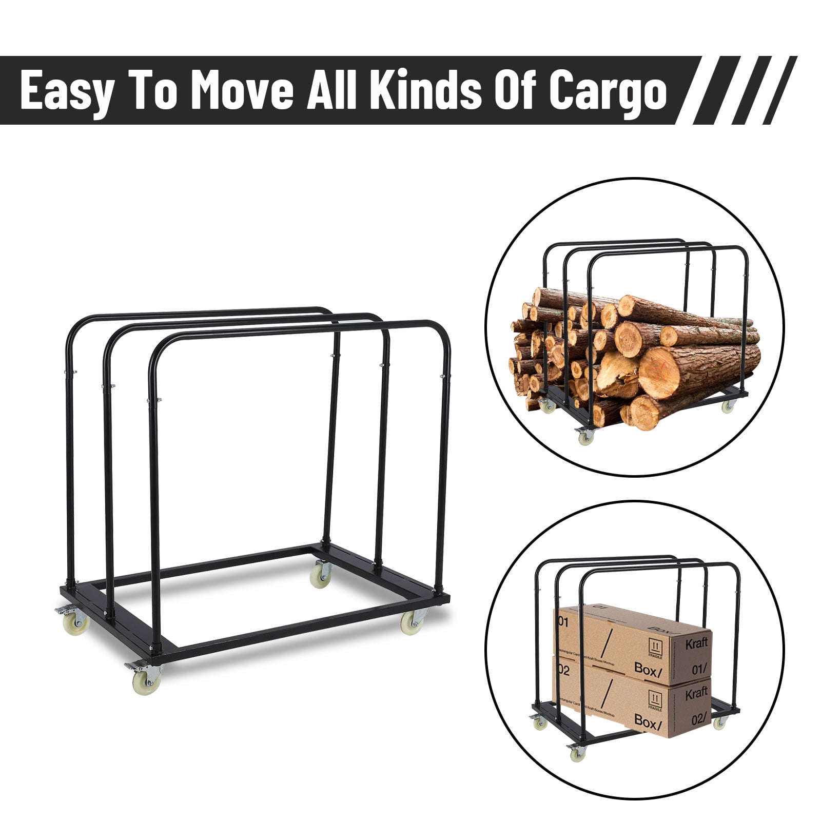 Accreate Steel Drywall Dolly, Heavy-Duty Panel Truck Cart with 5” PU Swivel Wheels for Moving Building Materials Furniture