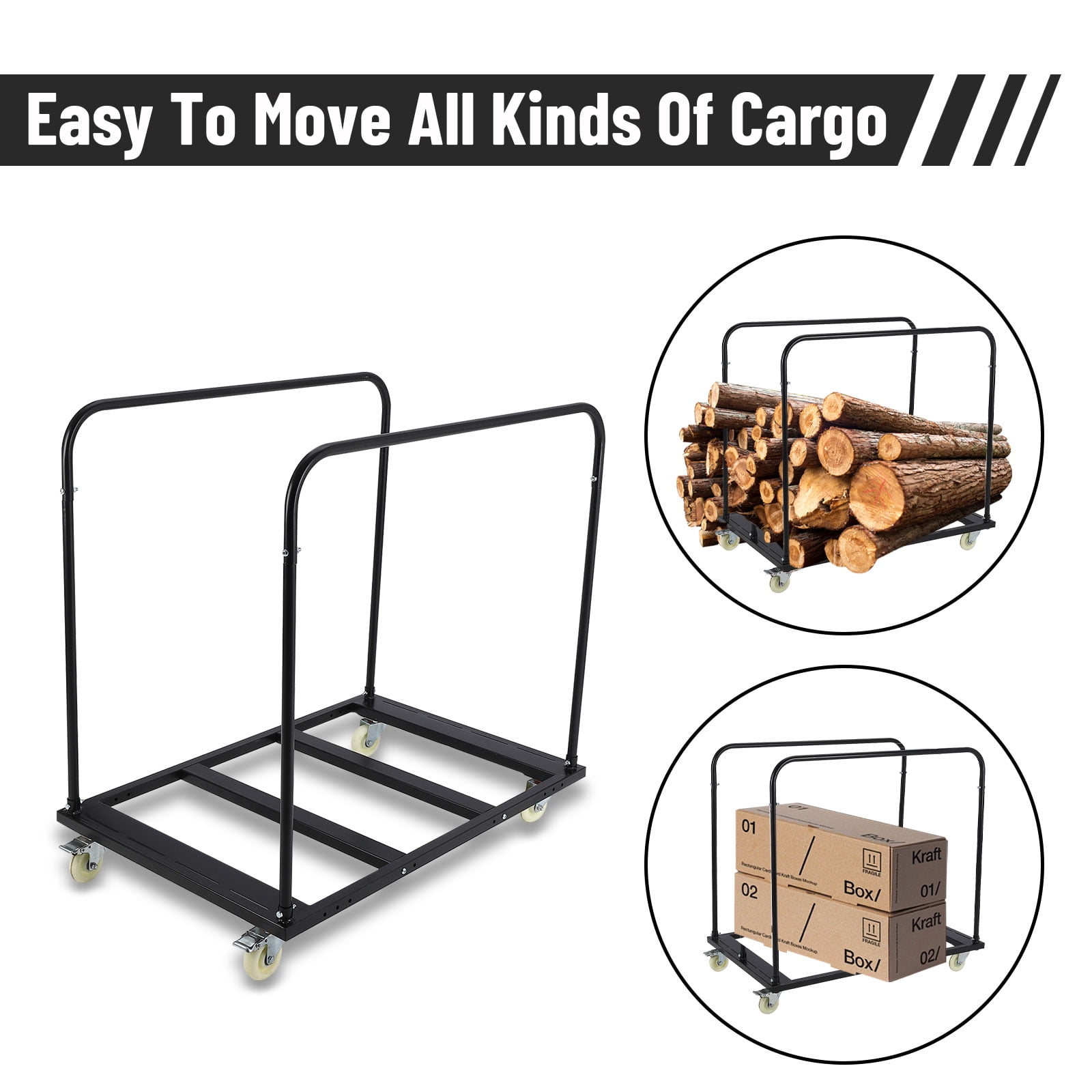 Accreate Steel Drywall Dolly, Heavy-Duty Panel Truck Cart with 5” PU Swivel Wheels for Moving Building Materials Furniture