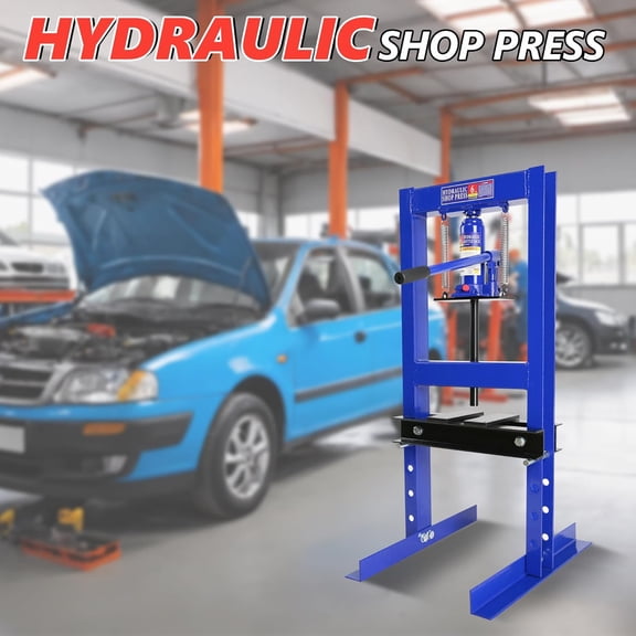 Accreate Steel H-Frame Hydraulic Shop Press - 6 Ton Capacity with Stamping Plates for Bending & Straightening