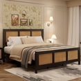 thumbnail image 1 of Accreate Stylish Bohemian Bed Frame with Rattan Headboard and Metal Slat Support - No Box Spring Required, 1 of 7
