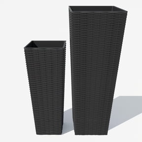 Accreate Tall Outdoor Planters, Large Decorative Plant Pots with Drainage Set of 2, Ideal for Front Porch, Patio, Backyard & Garden
