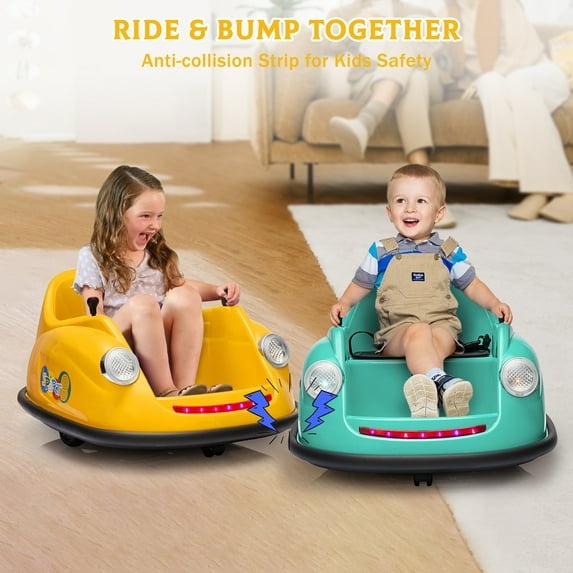 Accreate Toddler Bumper Car with Parent Remote, 360° Spin Electric Ride-On Toy with Music, LED Lights & Safety Belt for Indoor and Outdoor Use