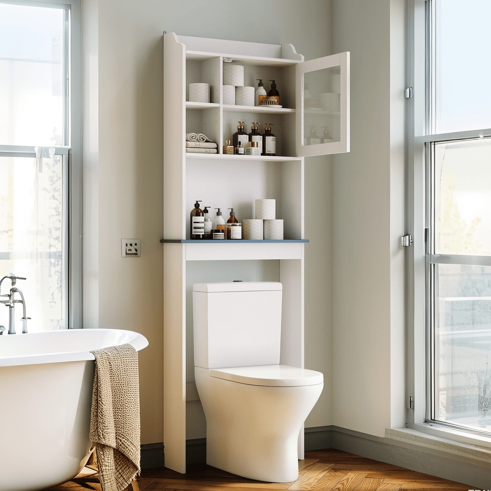 Accreate Over The Toilet Storage Cabinet with Adjustable Shelves ...