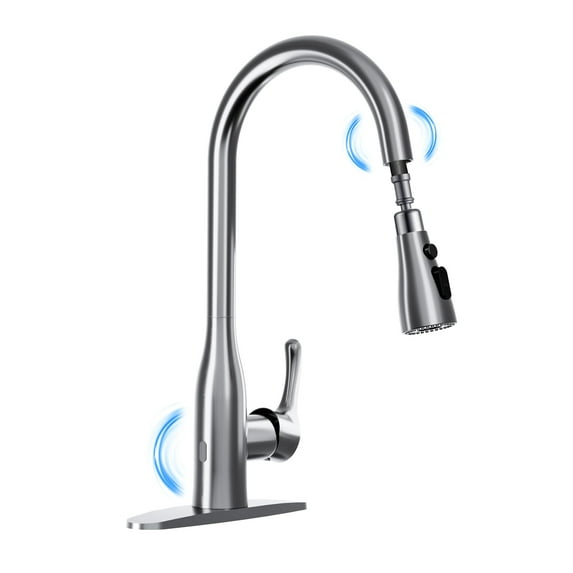 Accreate Touchless Kitchen Faucet with Pull Down Sprayer, Dual Sensor Sink Faucets, Stainless Steel Single Handle Faucet for 1 or 3 Hole, Suitable for Farmhouse Laundry Camper Rv Bar