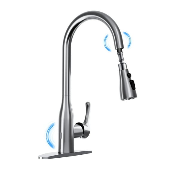 Accreate Touchless Kitchen Faucet with Pull Down Sprayer, Dual Sensor Sink Faucets, Stainless Steel Single Handle Faucet for 1 or 3 Hole, Suitable for Farmhouse Laundry Camper Rv Bar