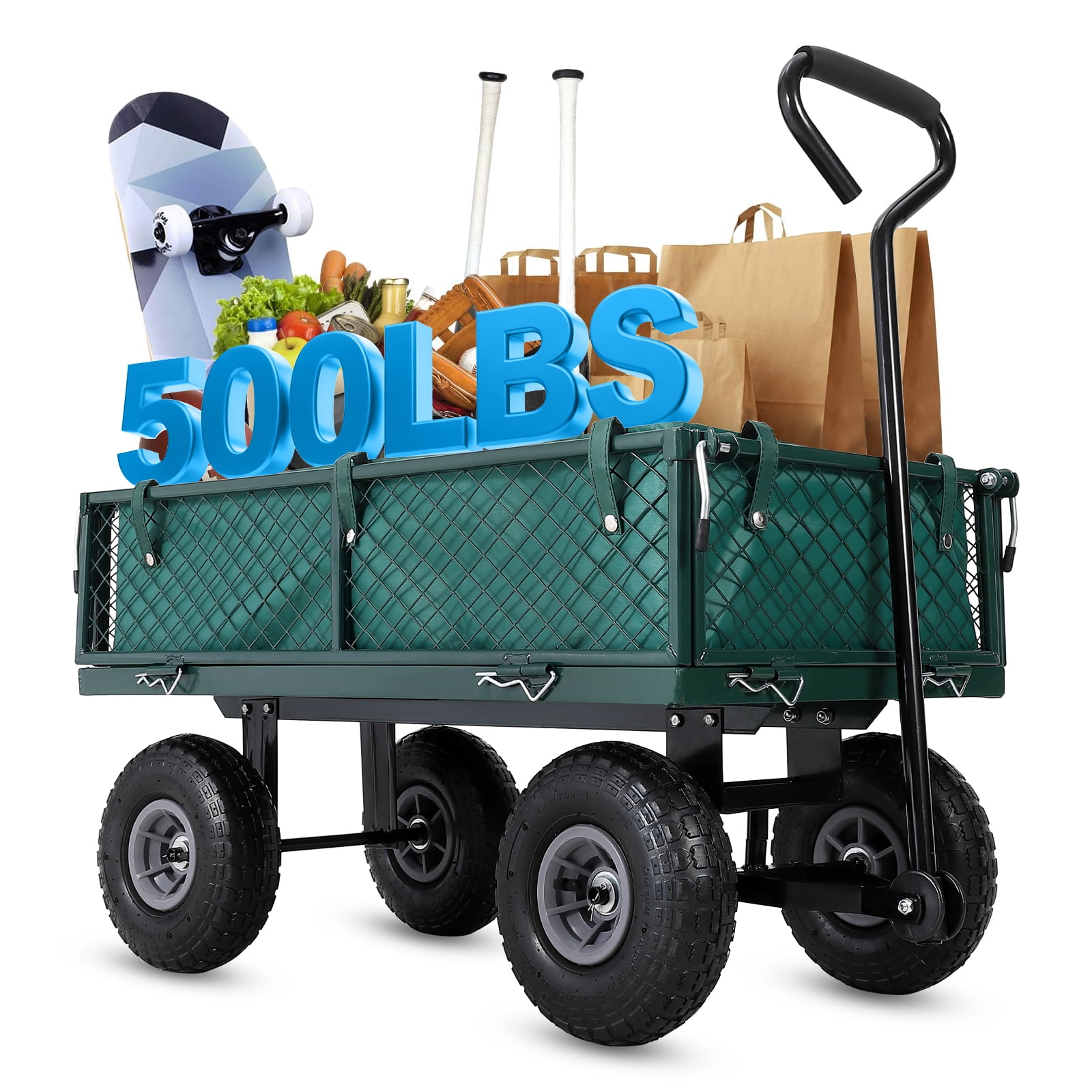 Accreate Utility Steel Garden Cart Trolley, 3 in 1 Gardeners Wagon with ...
