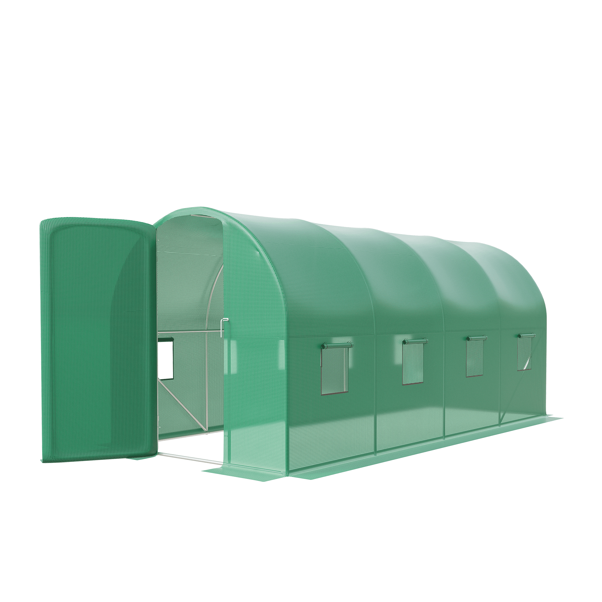 Accreate Walk-in Tunnel Greenhouse, 6.5 x 15 x 6.5 FT Large Outdoor Greenhouse with Door & Vent Windows, Heavy-Duty Frame and Green PE Cover for Backyard Gardening