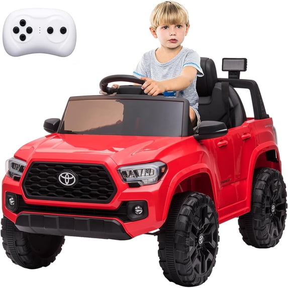 Accreate officially Licensed Toyota Tacoma 12V Kids Ride On Car, Kids Electric Vehicles with Parent Remote Control Spring Suspension Safety Belt, Soft Start, Led Headlight, Age for 37-96 Months(Red)
