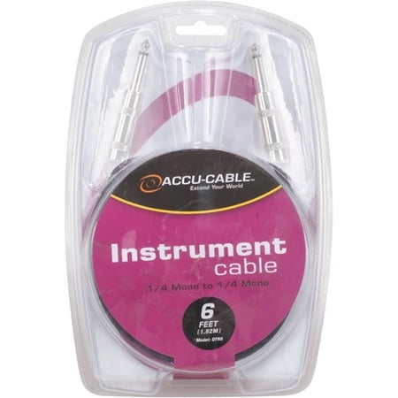 Accu-Cable 6-foot 1/4-Inch Male To 1/4-Inch Male Instrument Cable (Mono)