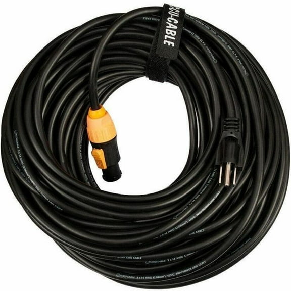 Accu-Cable SIP1MPC100 IP65 100' Power Twist Lock To 3-Prong Edison Plug Cable