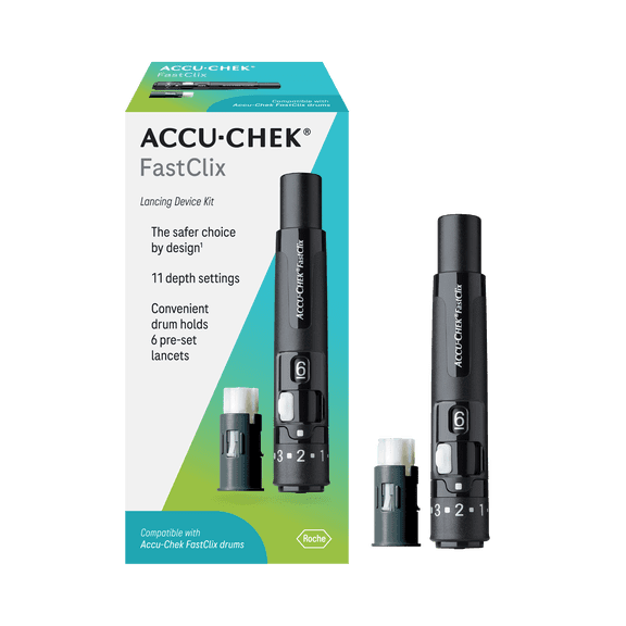Accu-Chek FastClix Diabetes Lancing Device with 6 FastClix Lancets for Diabetic Blood Glucose Testing (Packaging May Vary)